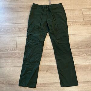 NWT J. Crew Women’s Army Green Seersucker Belted Straight Leg Pant Size 32